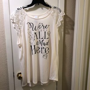 NWT - Cream Alice in Wonder Land t-shirt